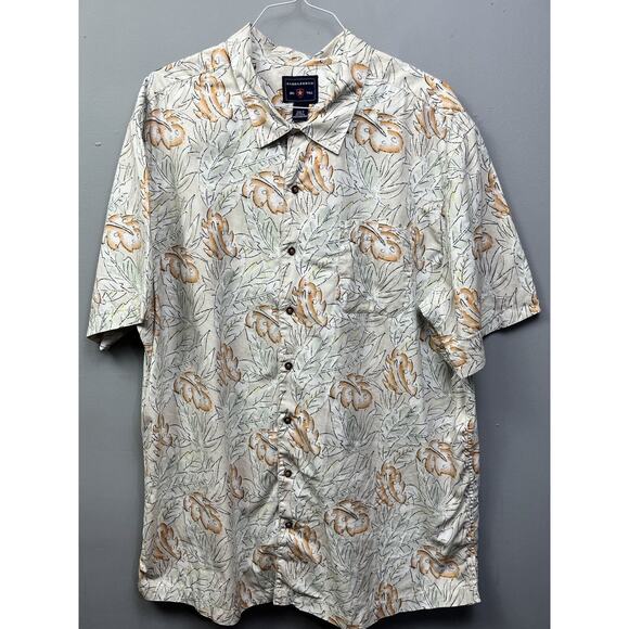 Saddlebred Big Tall Shirt Mens 2XLT Short Sleeve Tan‎ floral button front pocket - Picture 1 of 6